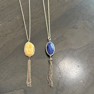 Premier Designs Gold-Tone Pendant Necklace with Yellow and Blue Stones